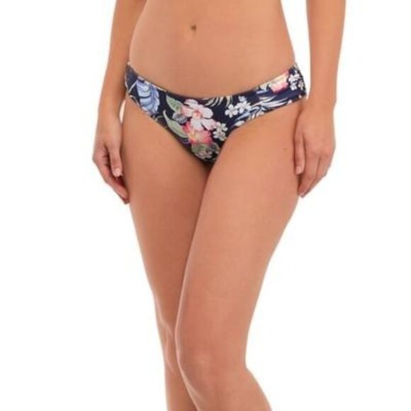 Jessica Simpson Bikini Bottom Stranded in Paradise Ruched Hipster Swimwear M - Picture 2 of 5